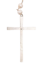 Concho and Diamond Cross Pearl Rosary Necklace