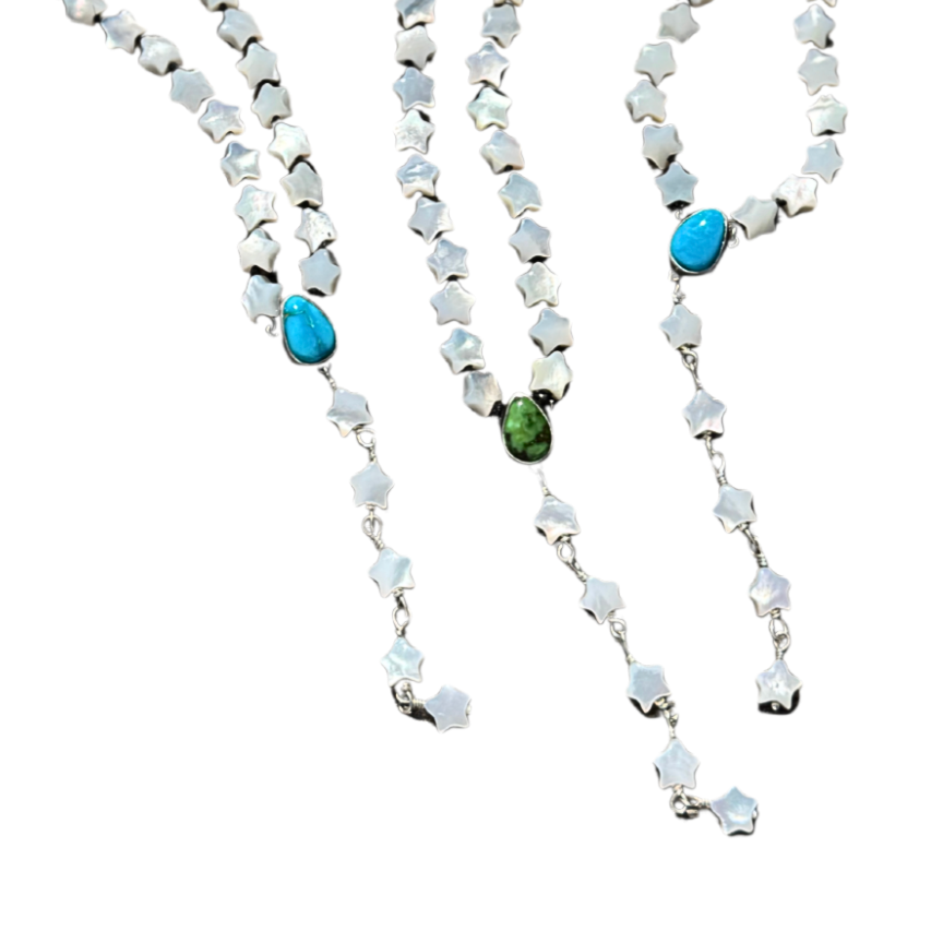 Turquoise Mother of Pearl Star Rosary