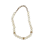 Nine Diamond Bead Pearl Necklace