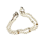 Nine Diamond Bead Pearl Necklace