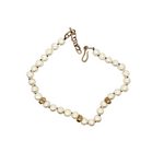 Nine Diamond Bead Pearl Necklace