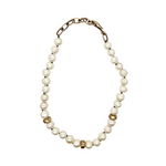Nine Diamond Bead Pearl Necklace