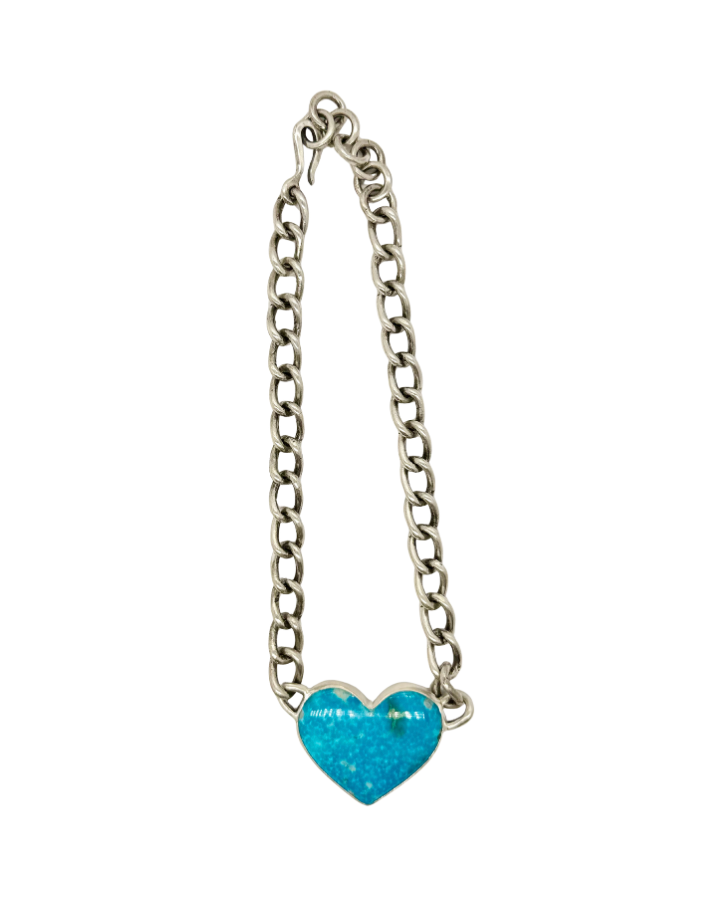 90ct Kingman Turquoise Heart Isabel Chain Necklace