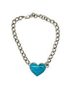 90ct Kingman Turquoise Heart Isabel Chain Necklace