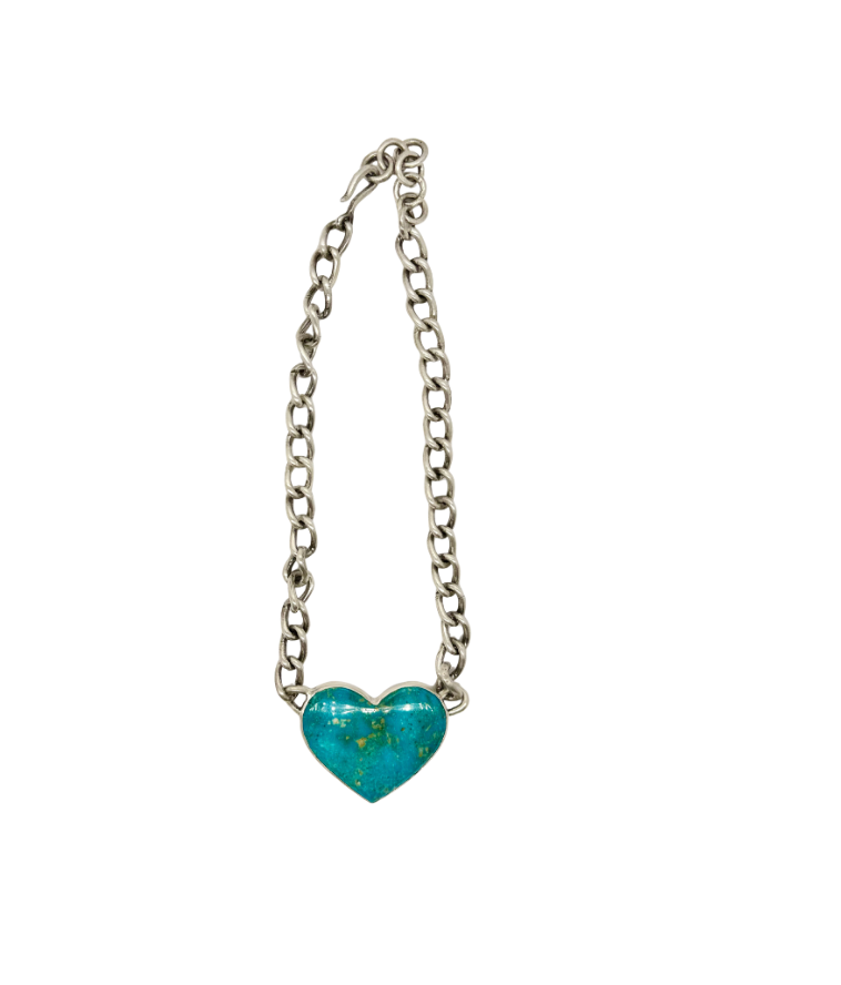 110ct Kingman Turquoise Heart Isabel Chain Necklace