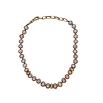 Nine Diamond Bead Pearl Necklace
