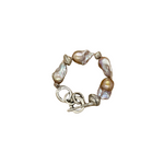 High Grade Blush Baroque Pearl Sterling Silver Bead and Chain Bracelet