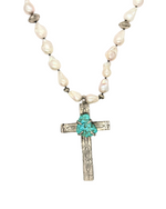 Lady Lancaster Diamond Cross and Pearl Necklace