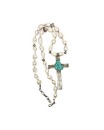 Lady Lancaster Diamond Cross and Pearl Necklace
