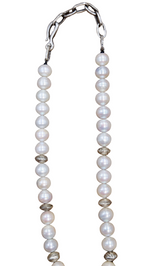 Diamond Concho and Sterling Silver Bead Pearl Necklace