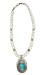 Diamond Kingman Concho Pearl Necklace