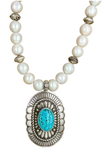 Diamond Kingman Concho Pearl Necklace