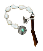 Blue Butterfly Pearl Bracelet
