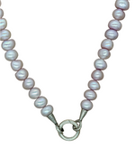 Lavender Button Pearl Charm Necklace
