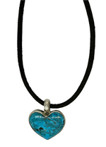 Kingman Heart Turquoise and Leather Necklace
