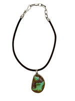 90ct Royston Turquoise and Leather Necklace