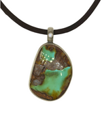 90ct Royston Turquoise and Leather Necklace
