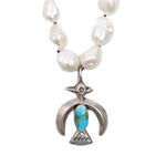 Baroque Pearl & Kingman Thunderbird Naja Necklace
