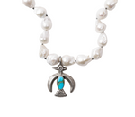 Baroque Pearl & Kingman Thunderbird Naja Necklace