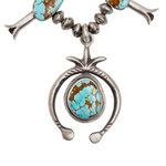 Number 8 Turquoise Naja Squash Blossom Necklace