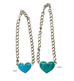 110ct Kingman Turquoise Heart Isabel Chain Necklace