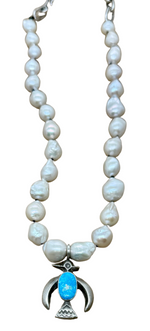 Baroque Pearl & Kingman Thunderbird Naja Necklace