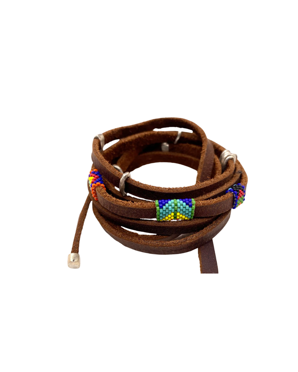 Peyote Loomed Leather Wrap - Hat Band - Bracelet - Choker