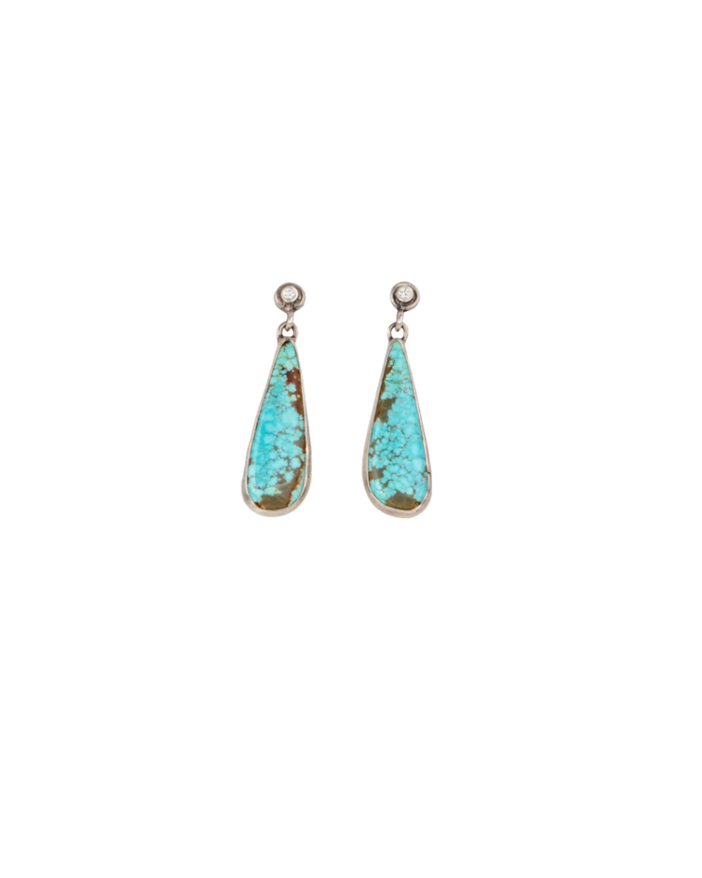 Diamond White Mountain Turquoise Earrings