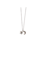 Moon and Stars Diamond Dainty Necklace