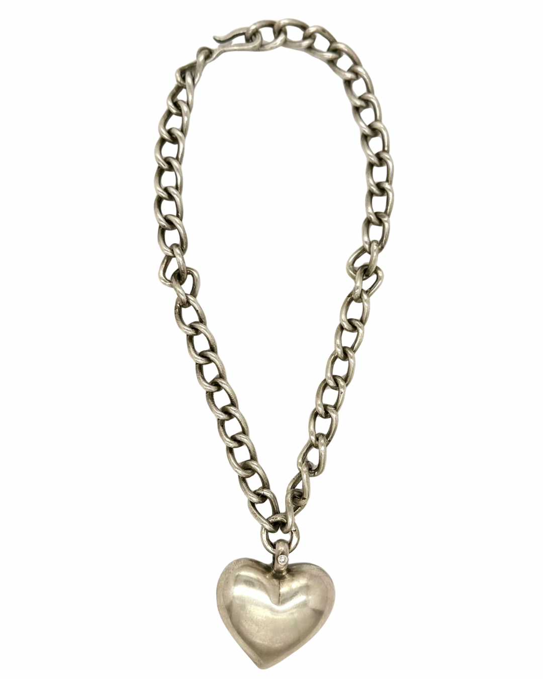 Diamond Bubble Heart Curb Chain Necklace