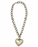Diamond Bubble Heart Curb Chain Necklace