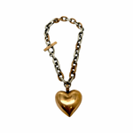 Mixed Metal Alyssa Diamond Bubble Heart Necklace