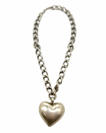 Diamond Bubble Heart Curb Chain Necklace