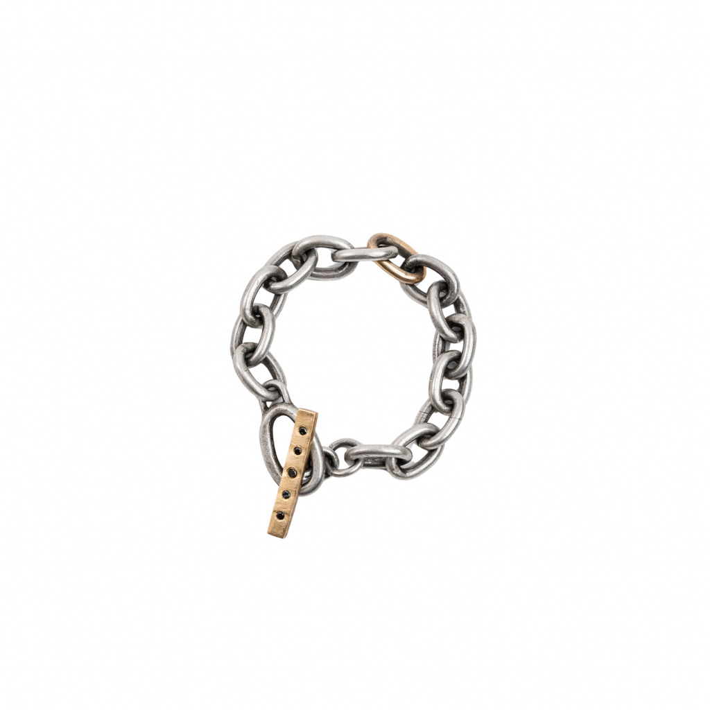 Black Diamond Gold Toggle Alyssa Chain Bracelet