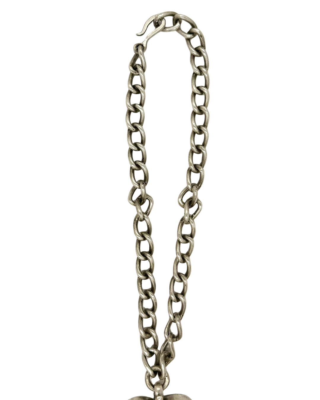 Diamond Bubble Heart Curb Chain Necklace