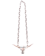 Longhorn Kingman Turquoise Inlay  Skull Necklace
