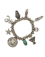 Sterling Silver Handmade Bead Stretchy Charm Bracelet