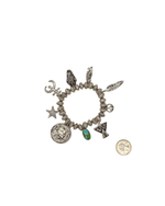 Sterling Silver Handmade Bead Stretchy Charm Bracelet