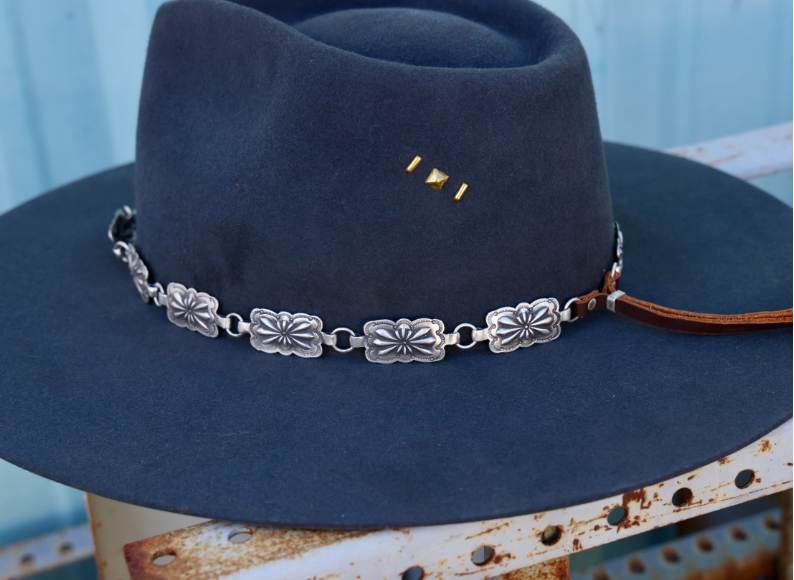 Silver Rectangle Concho Hat Band – Love Tokens Jewelry display picture 3