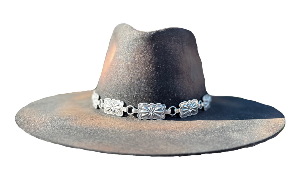 Silver Rectangle Concho Hat Band
