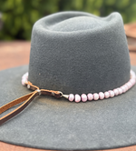 Lavender Button Knotted Pearl Hat Band