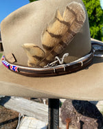 Loomed Americana Leather Wrap - Hat Band - Bracelet - Choker