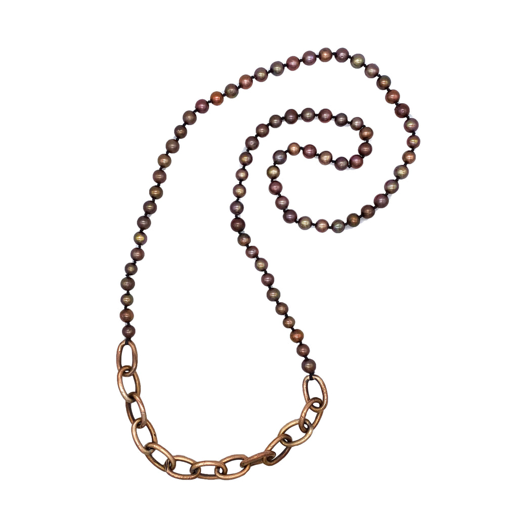 Brown Rice Pearl Necklace