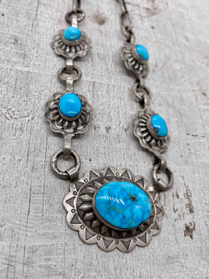 Blue Eyes Blind Concho Necklace