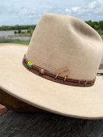 Peyote Loomed Leather Wrap - Hat Band - Bracelet - Choker