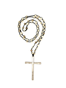 Bone Bead Cross Necklace