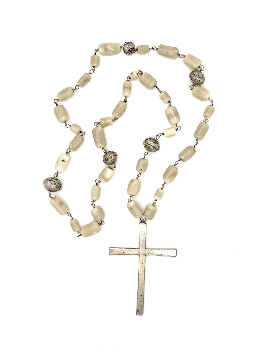 Bone Bead Cross Necklace