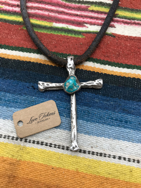 Sterling Silver Turquoise Stone Cross Chain Pendant Necklace, Mens Cross  Turquoise Gemstone Jewelry, Christian Cross Stone Gift for Her - Etsy