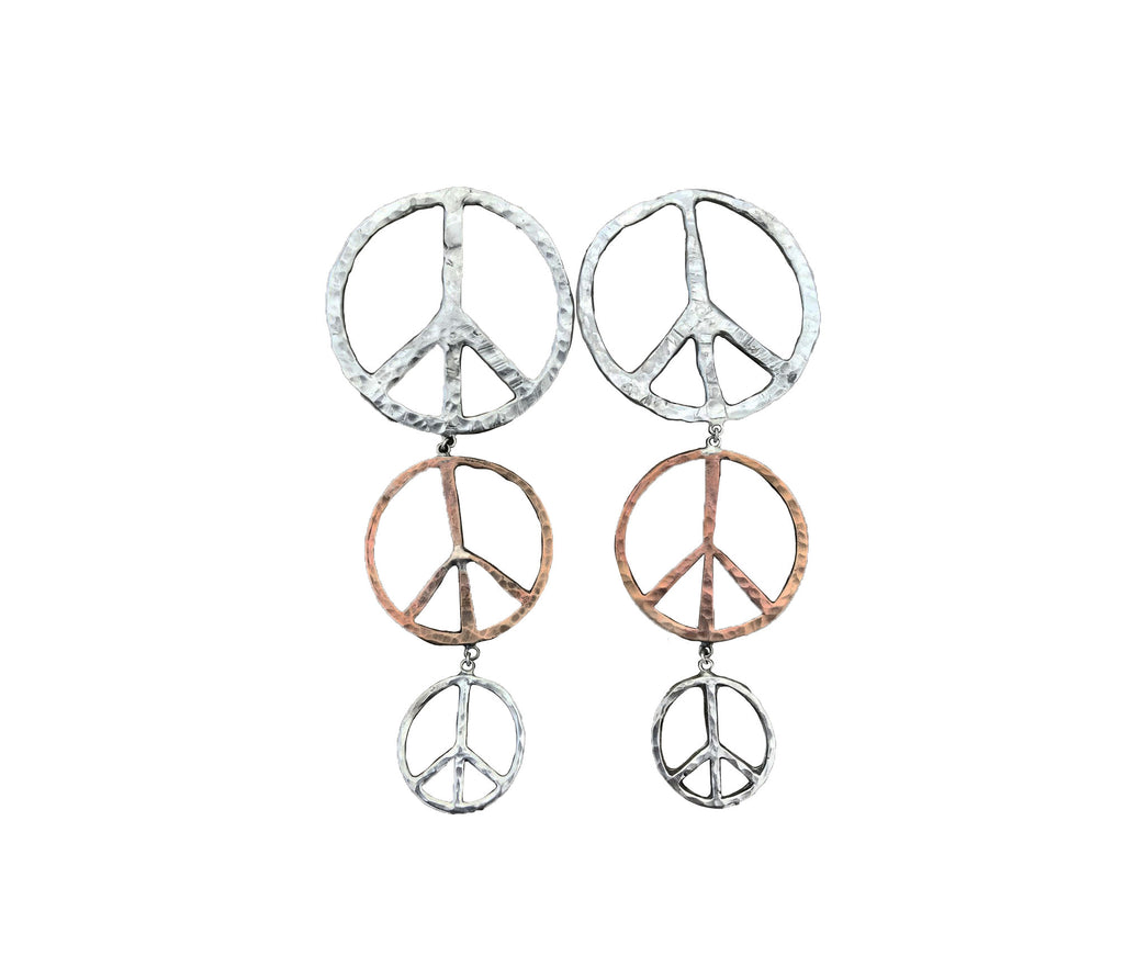 Mixed Metal Peace Earrings