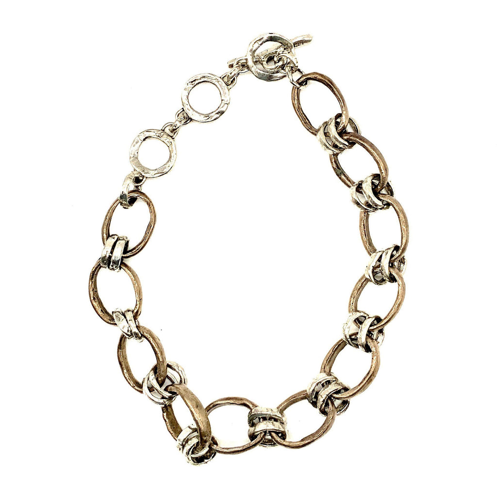 Mixed Metal Circle Chain Necklace